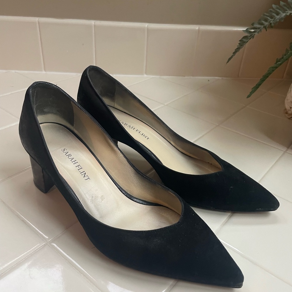 Sarah Flint Perfect Emma Black Suede and Leather 2 in Tortoise Block heels - Picture 4 of 14